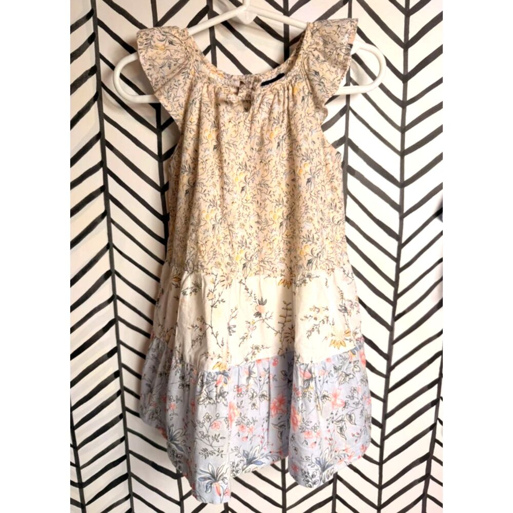 Baby Gap Blue Cream Floral Lined Cotton Maxi Dress Toddler Girls 2T 5059